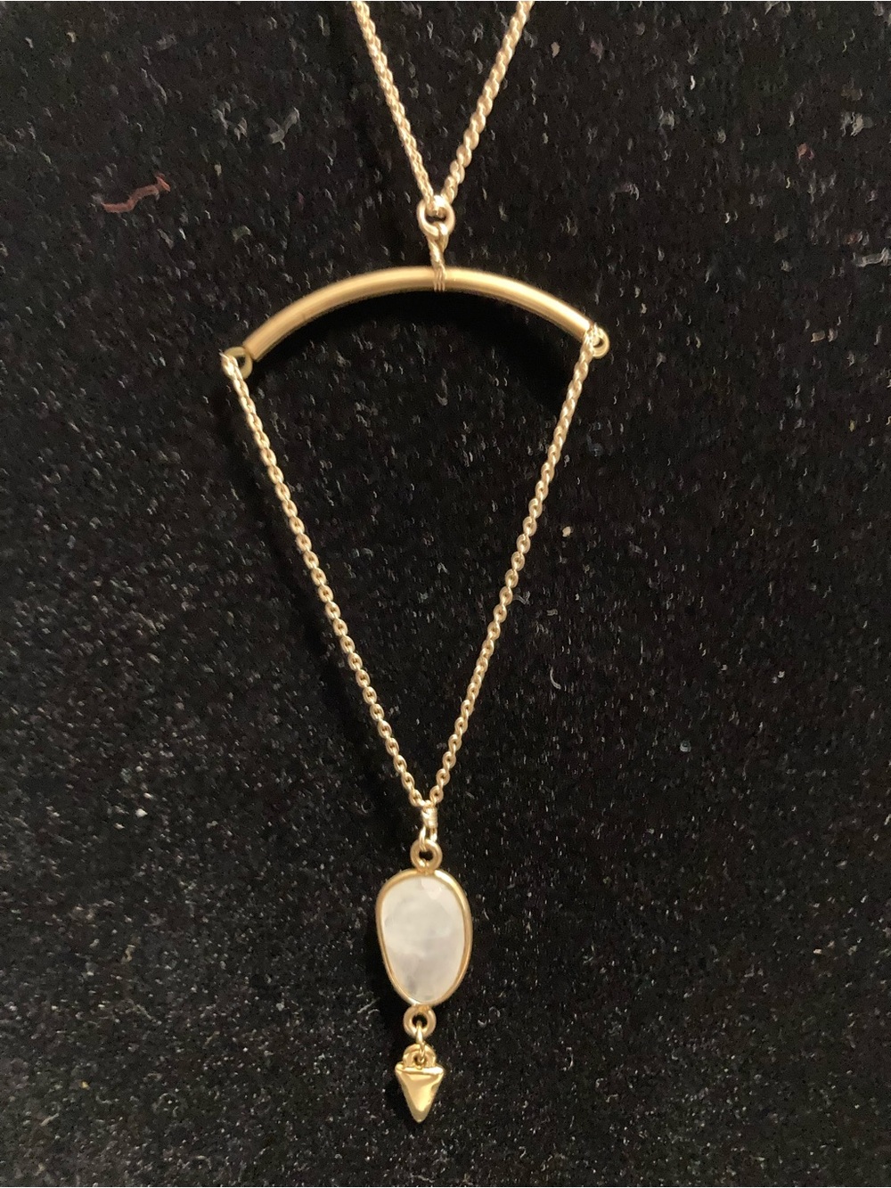 Gold-Tone Double Chain Pendant Necklace with White Mother-of-Pearl Accent